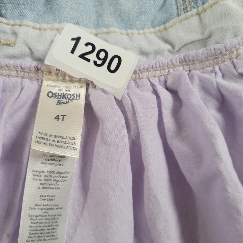 Oshkosh B'gosh Jumper Girl Toddler 4T Denim Unicorn Vestbak Overalls Tulle